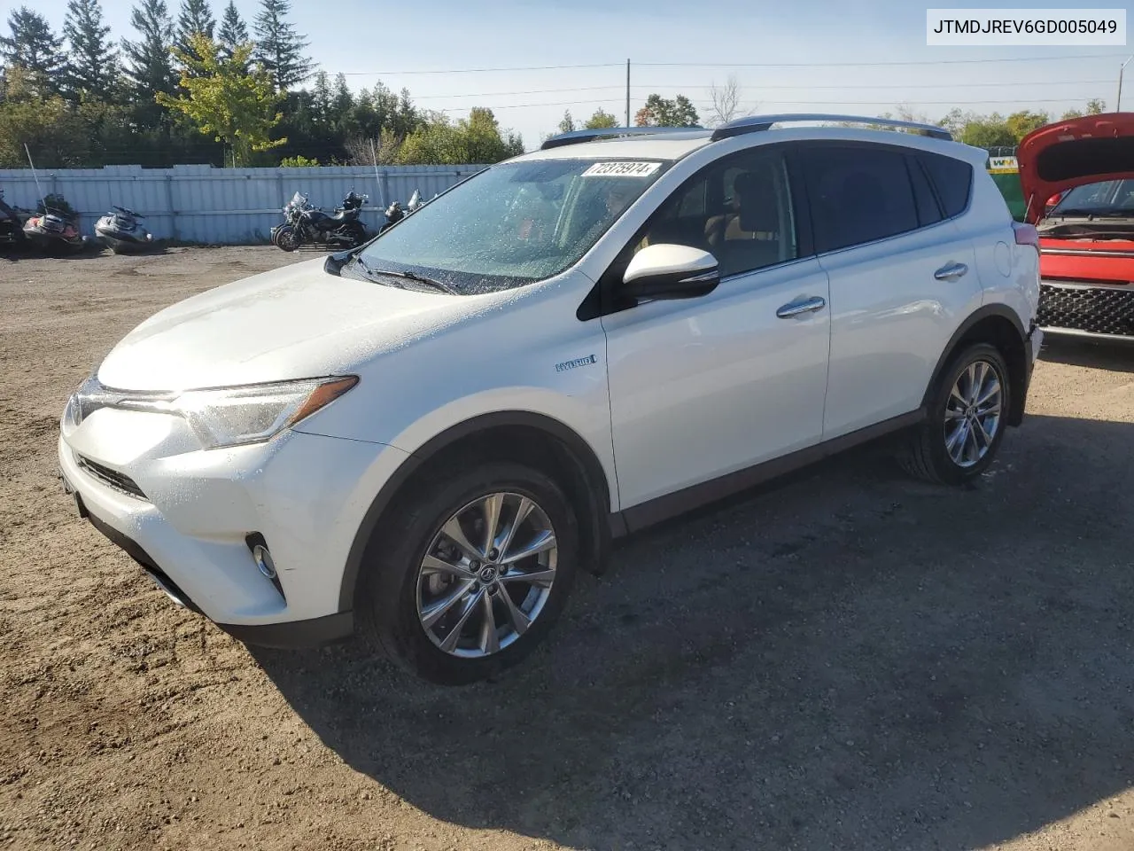 2016 Toyota Rav4 Hv Limited VIN: JTMDJREV6GD005049 Lot: 72375974