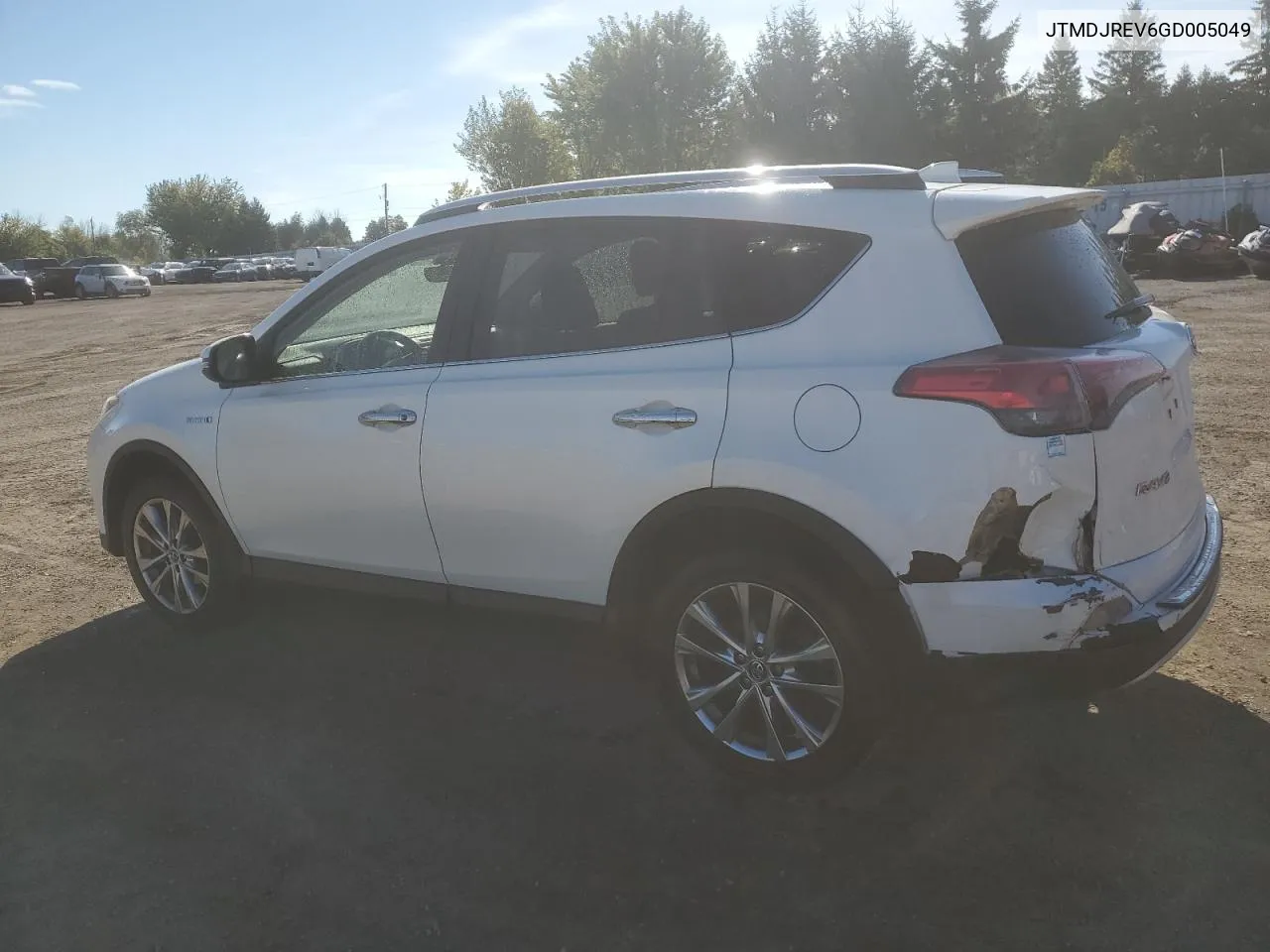 2016 Toyota Rav4 Hv Limited VIN: JTMDJREV6GD005049 Lot: 72375974