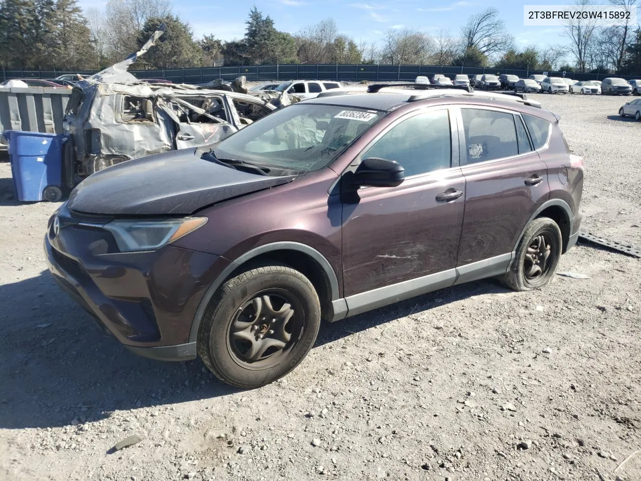 2016 Toyota Rav4 Le VIN: 2T3BFREV2GW415892 Lot: 80362364