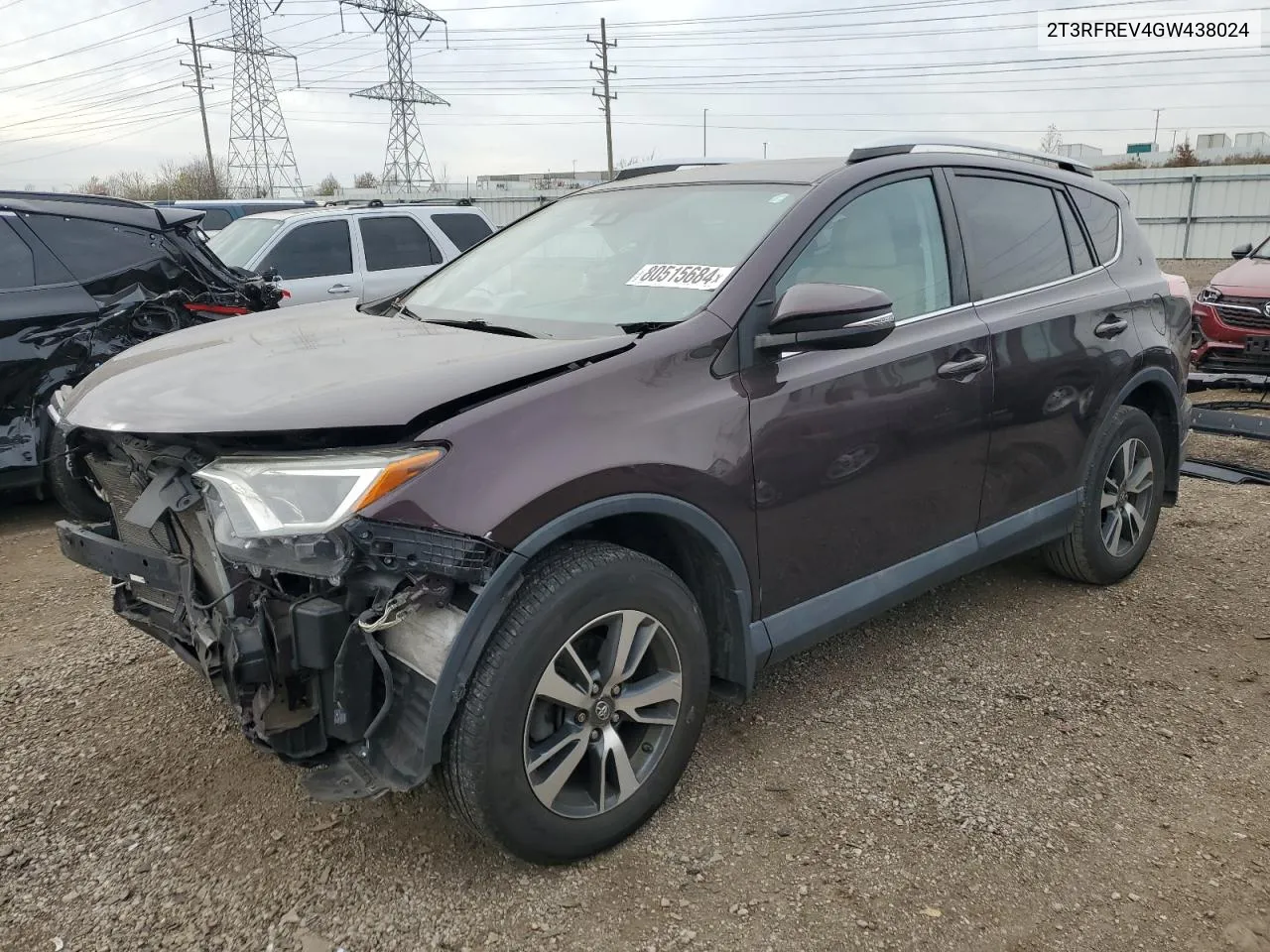 2016 Toyota Rav4 Xle VIN: 2T3RFREV4GW438024 Lot: 80515684