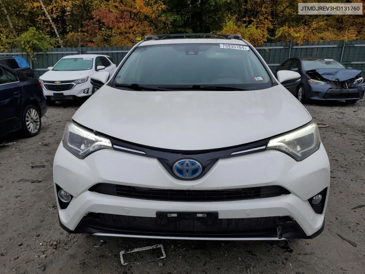 2017 Toyota Rav4 Hv Limited VIN: JTMDJREV3HD131760 Lot: 75935104