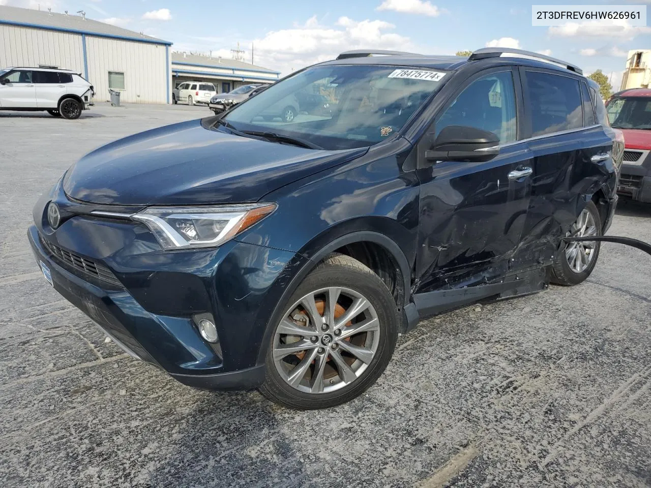 2017 Toyota Rav4 Limited VIN: 2T3DFREV6HW626961 Lot: 78475774