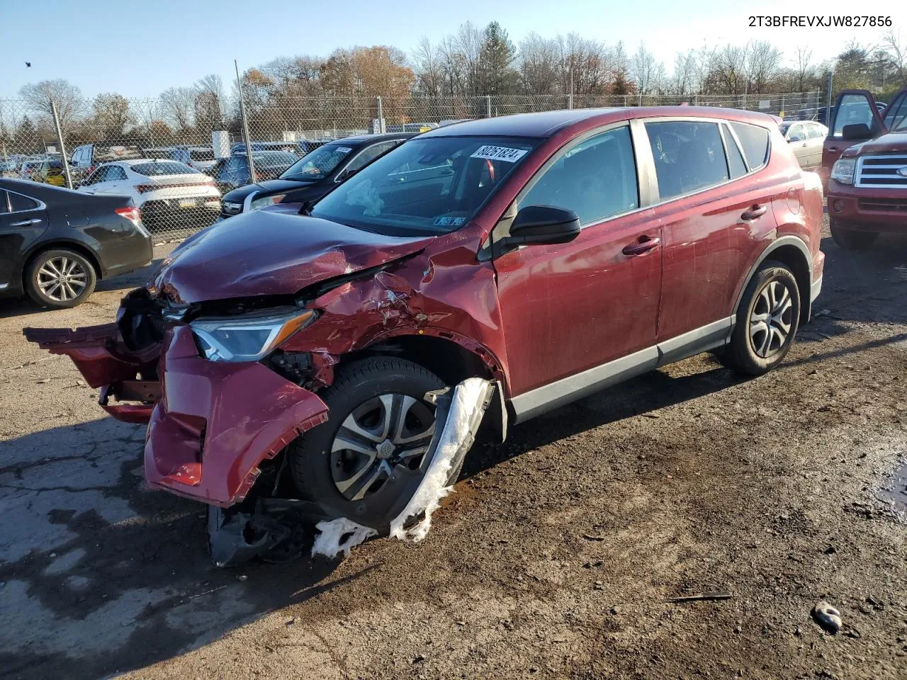 2018 Toyota Rav4 Le VIN: 2T3BFREVXJW827856 Lot: 80261824