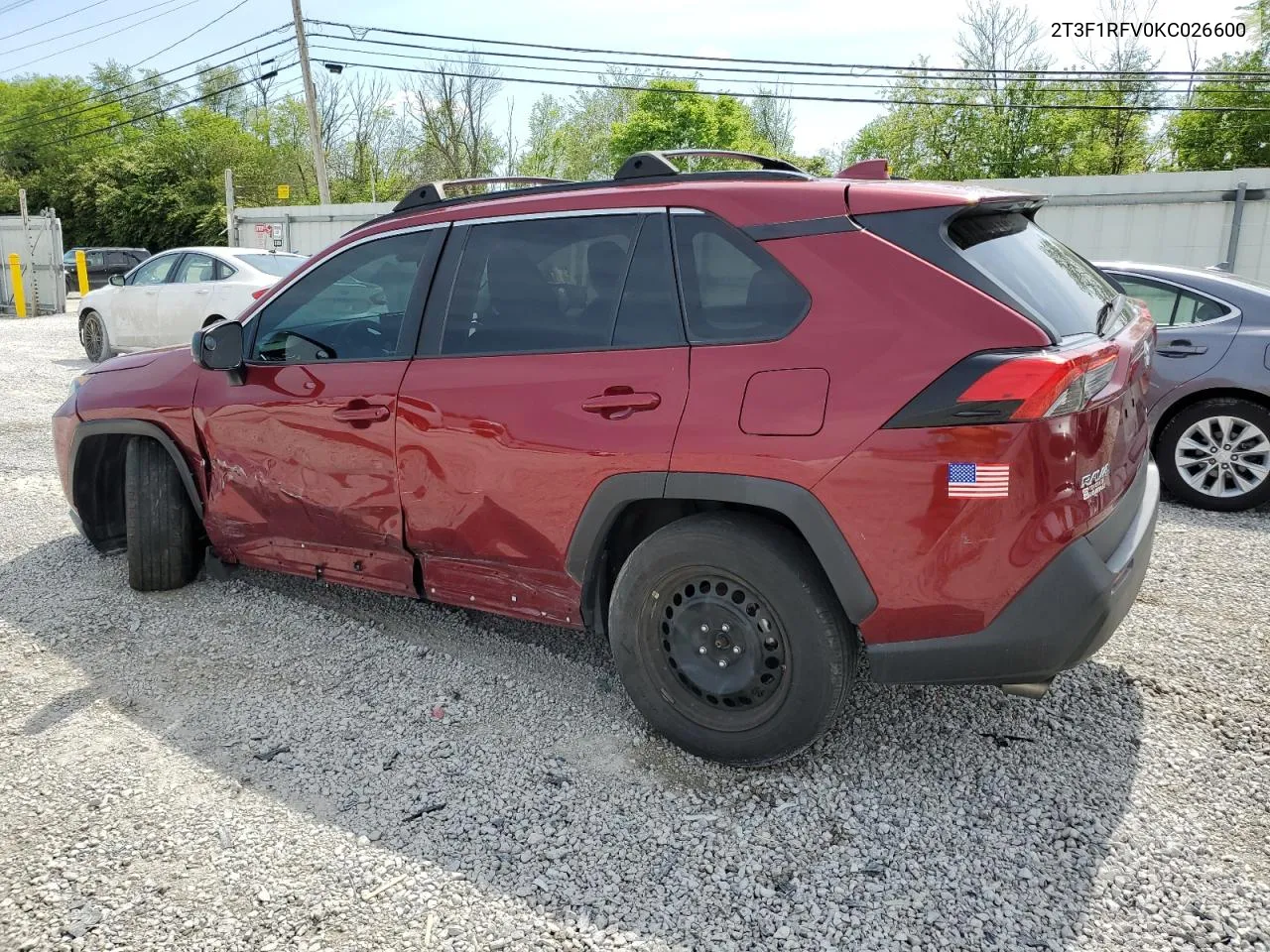 2019 Toyota Rav4 Le VIN: 2T3F1RFV0KC026600 Lot: 52695134