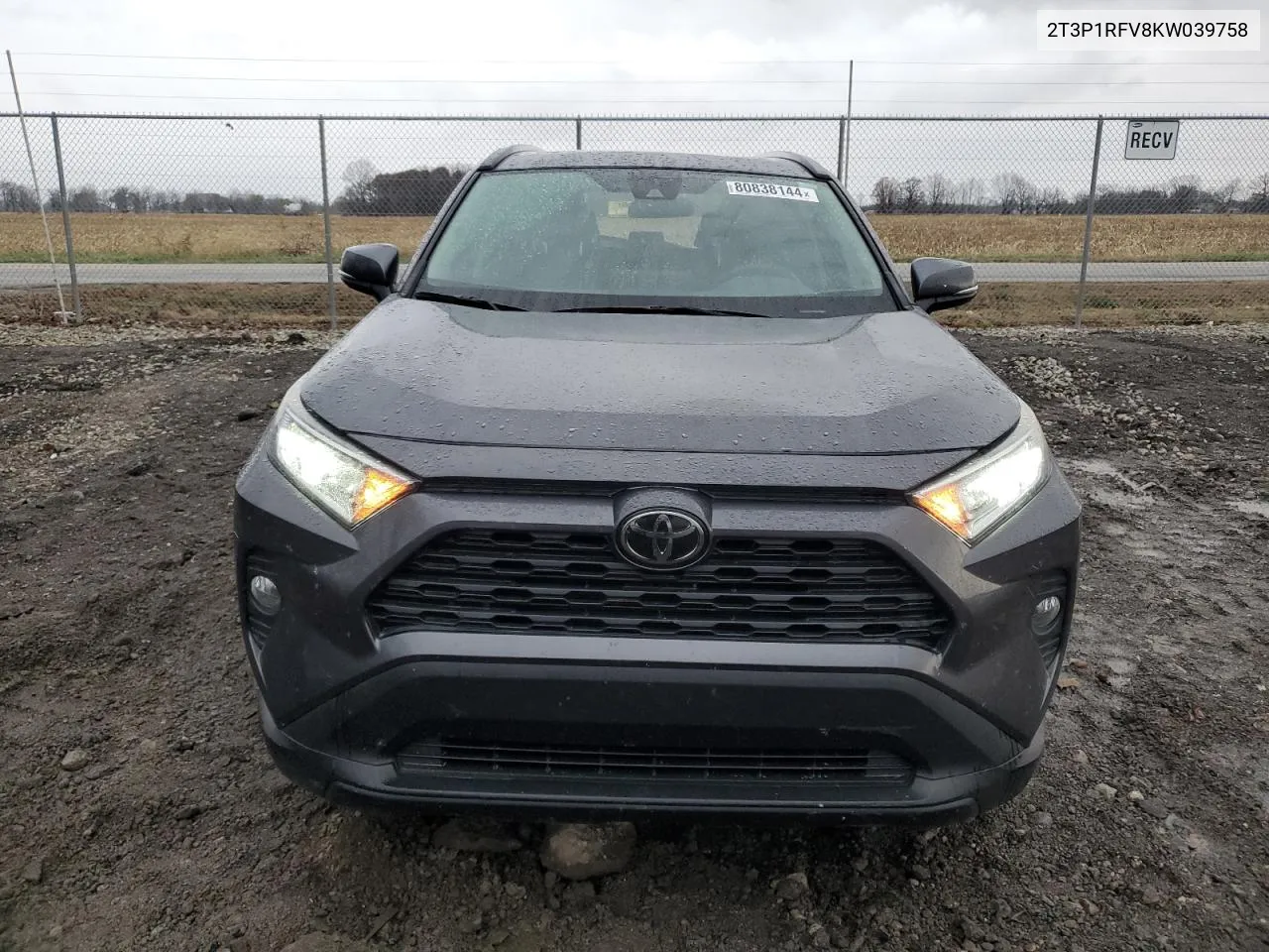 2019 Toyota Rav4 Xle VIN: 2T3P1RFV8KW039758 Lot: 80838144