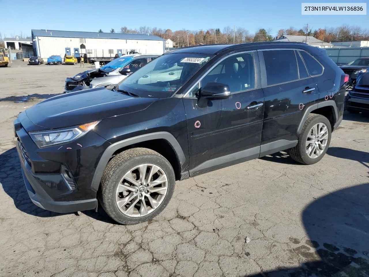 2020 Toyota Rav4 Limited VIN: 2T3N1RFV4LW136836 Lot: 79932324