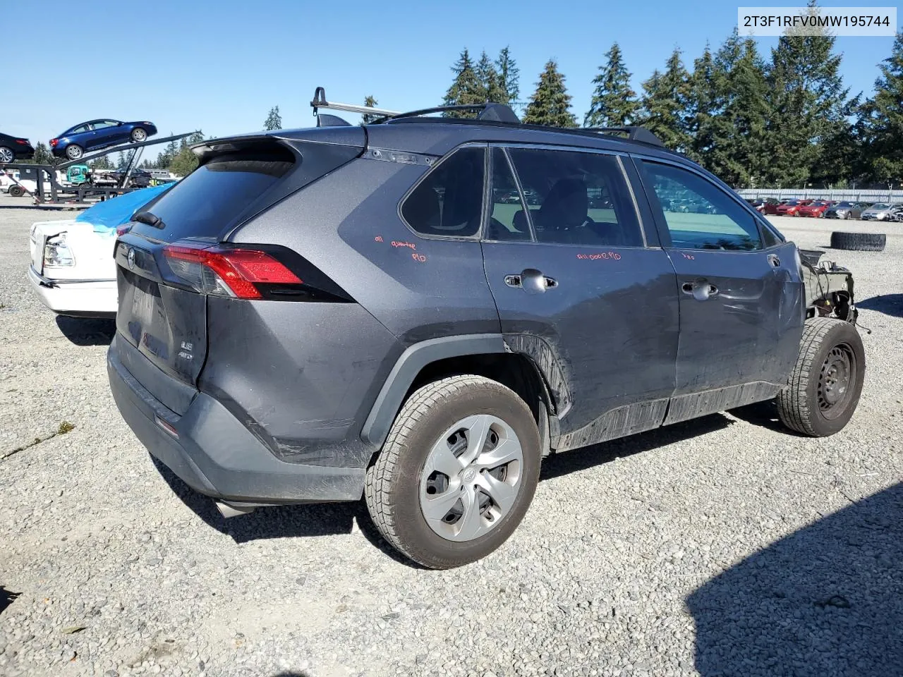 2021 Toyota Rav4 Le VIN: 2T3F1RFV0MW195744 Lot: 72290284