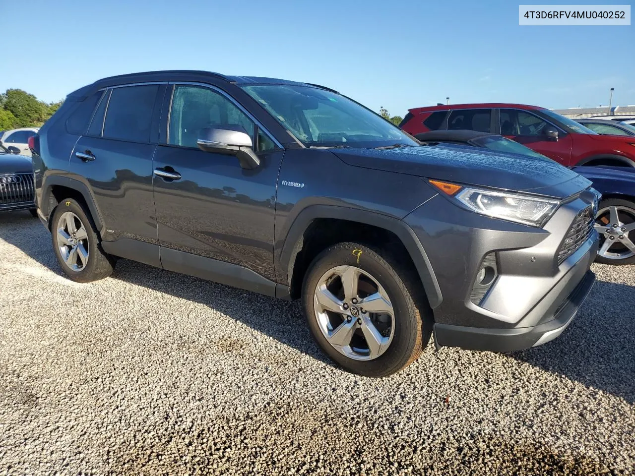 2021 Toyota Rav4 Limited VIN: 4T3D6RFV4MU040252 Lot: 74173494