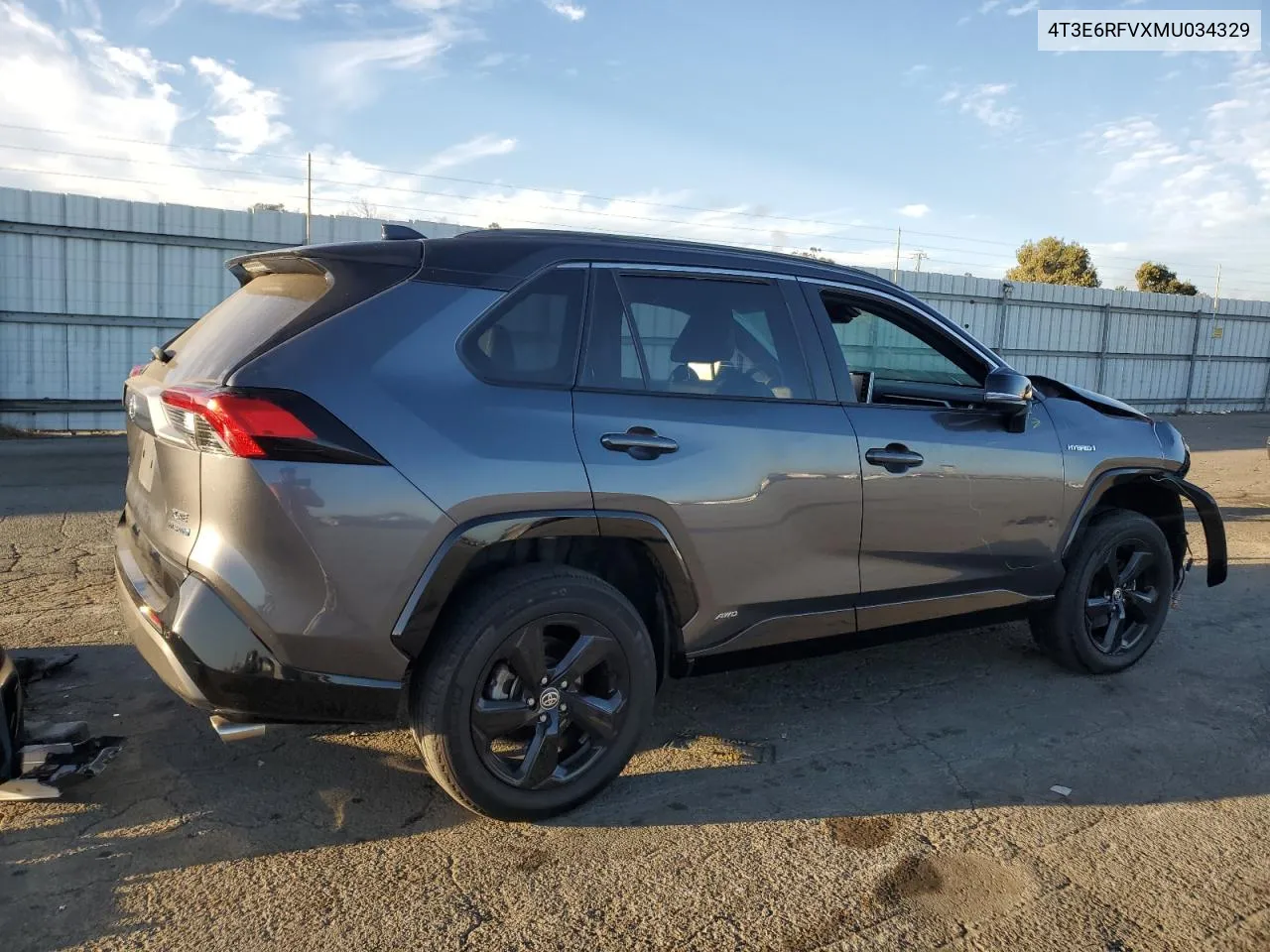 2021 Toyota Rav4 Xse VIN: 4T3E6RFVXMU034329 Lot: 75687584