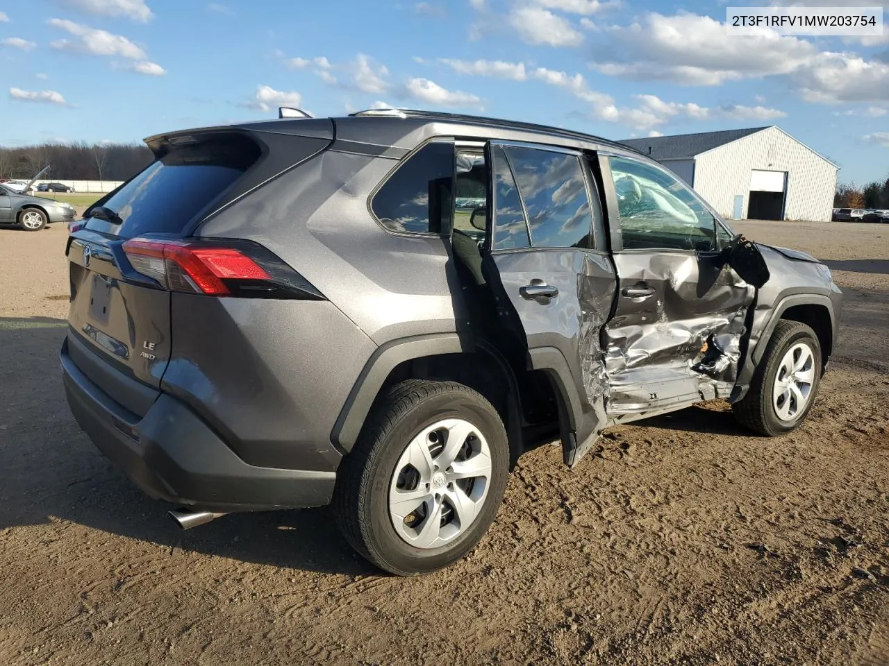 2021 Toyota Rav4 Le VIN: 2T3F1RFV1MW203754 Lot: 79630414