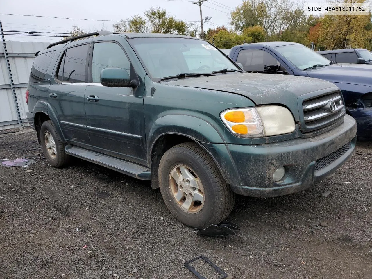 2001 Toyota Sequoia Limited VIN: 5TDBT48A81S011752 Lot: 74449384