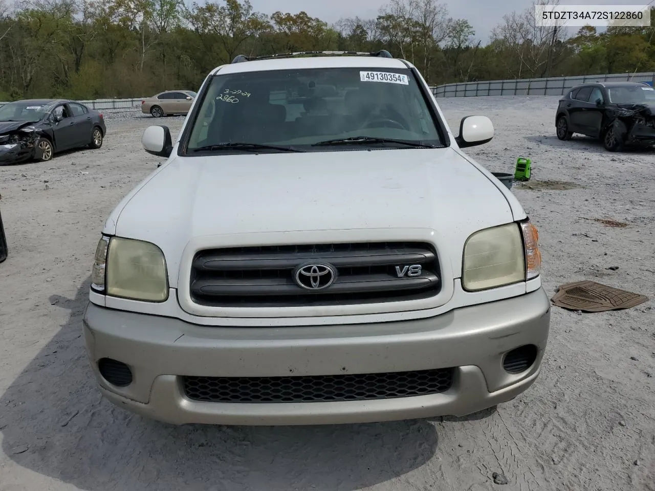 2002 Toyota Sequoia Sr5 VIN: 5TDZT34A72S122860 Lot: 49130354