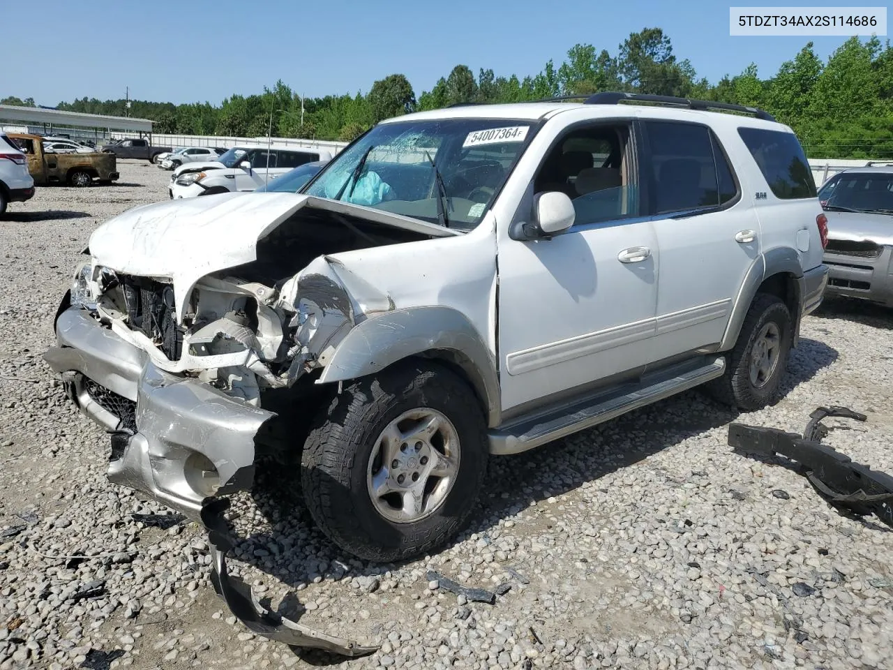 2002 Toyota Sequoia Sr5 VIN: 5TDZT34AX2S114686 Lot: 54007364