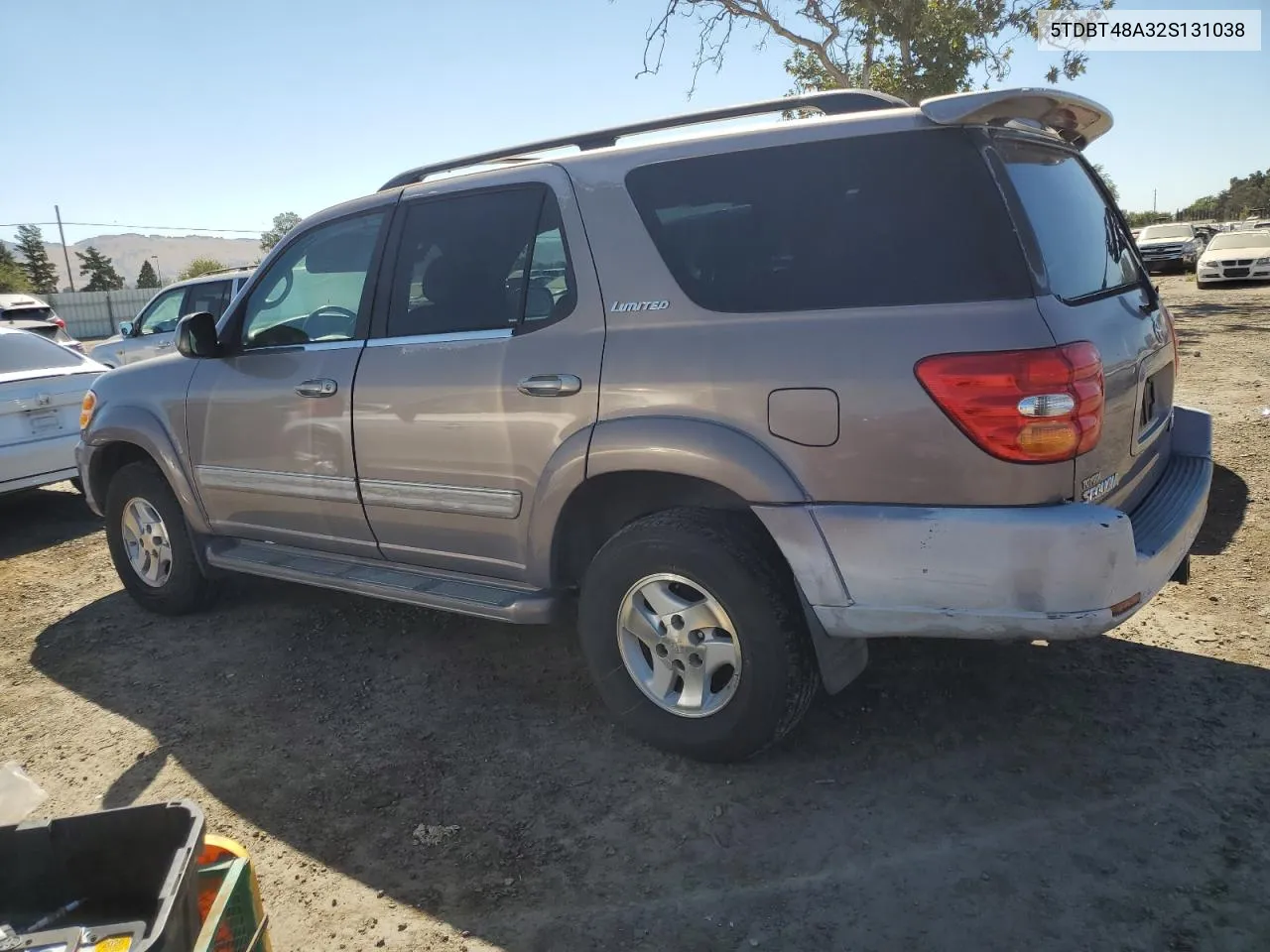 2002 Toyota Sequoia Limited VIN: 5TDBT48A32S131038 Lot: 65632424