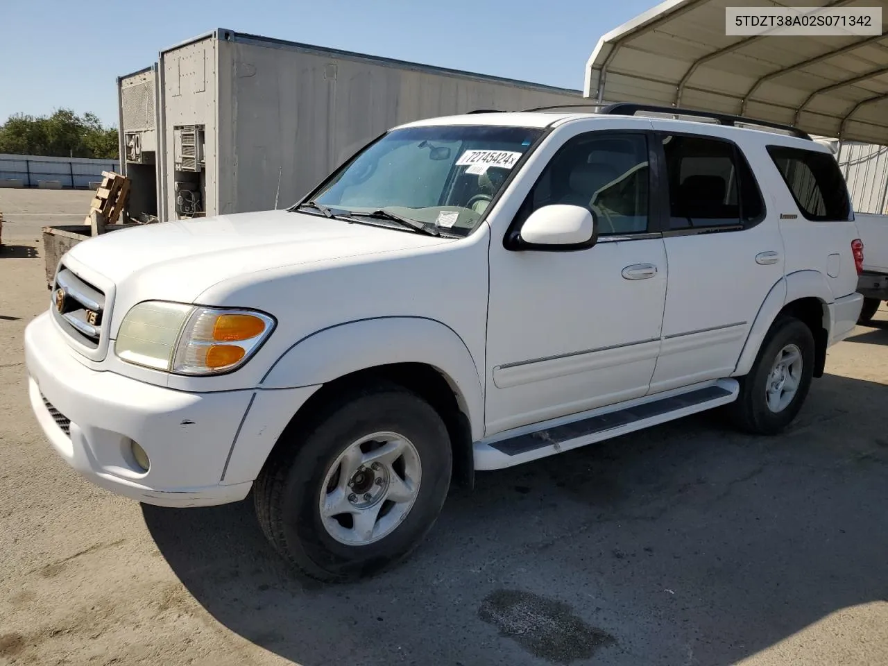 2002 Toyota Sequoia Limited VIN: 5TDZT38A02S071342 Lot: 72745424