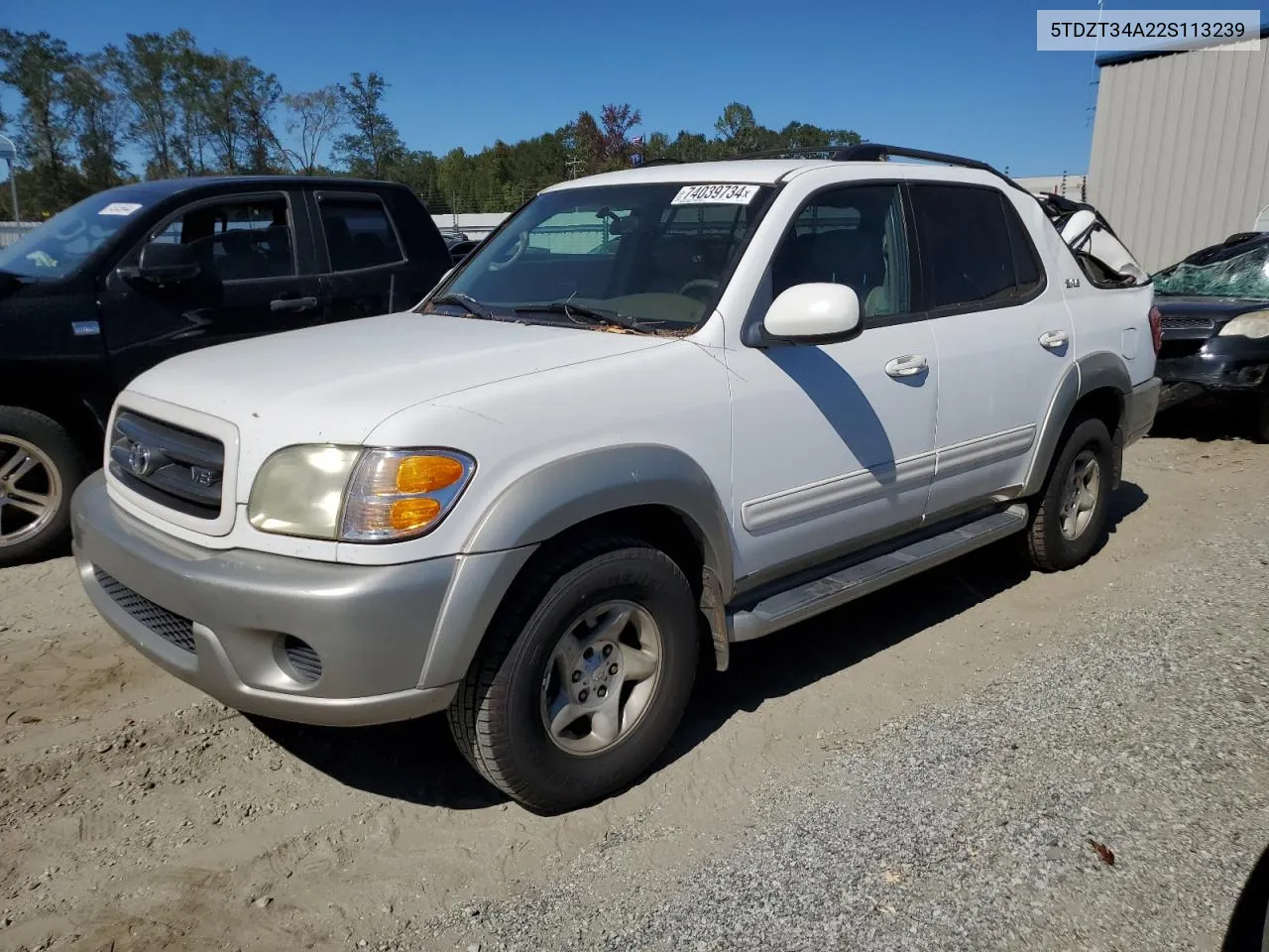 2002 Toyota Sequoia Sr5 VIN: 5TDZT34A22S113239 Lot: 74039734