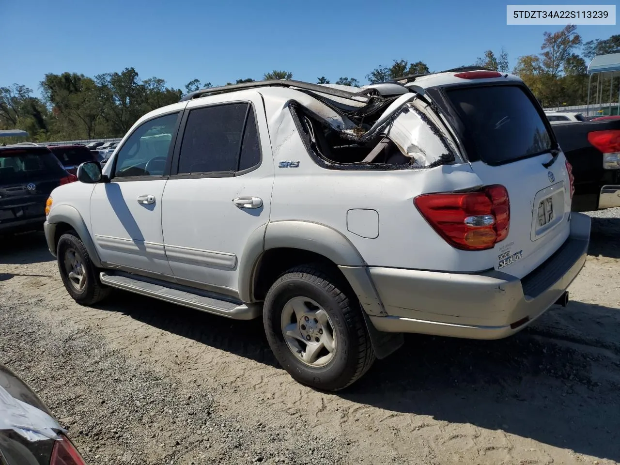 2002 Toyota Sequoia Sr5 VIN: 5TDZT34A22S113239 Lot: 74039734