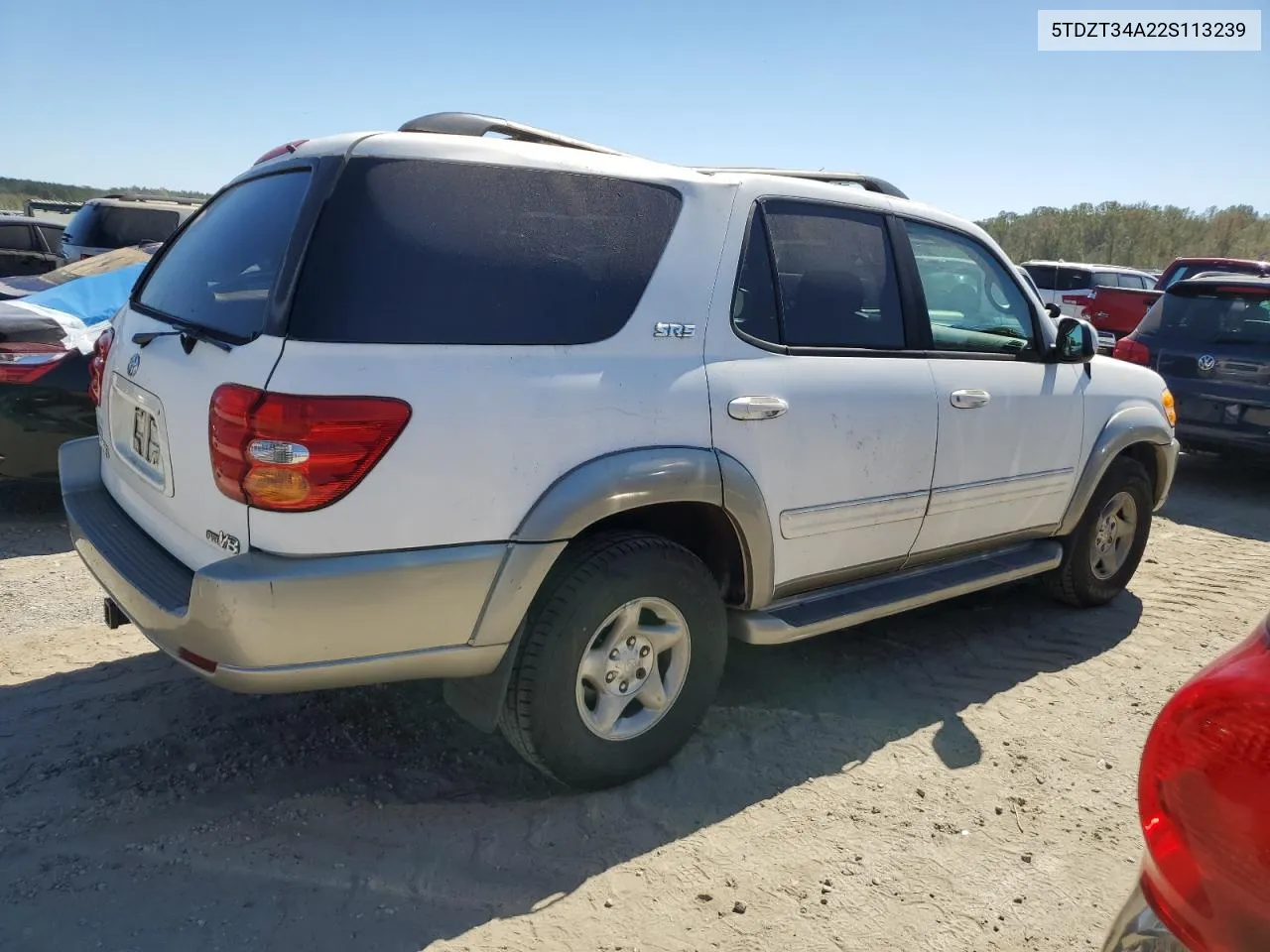 2002 Toyota Sequoia Sr5 VIN: 5TDZT34A22S113239 Lot: 74039734