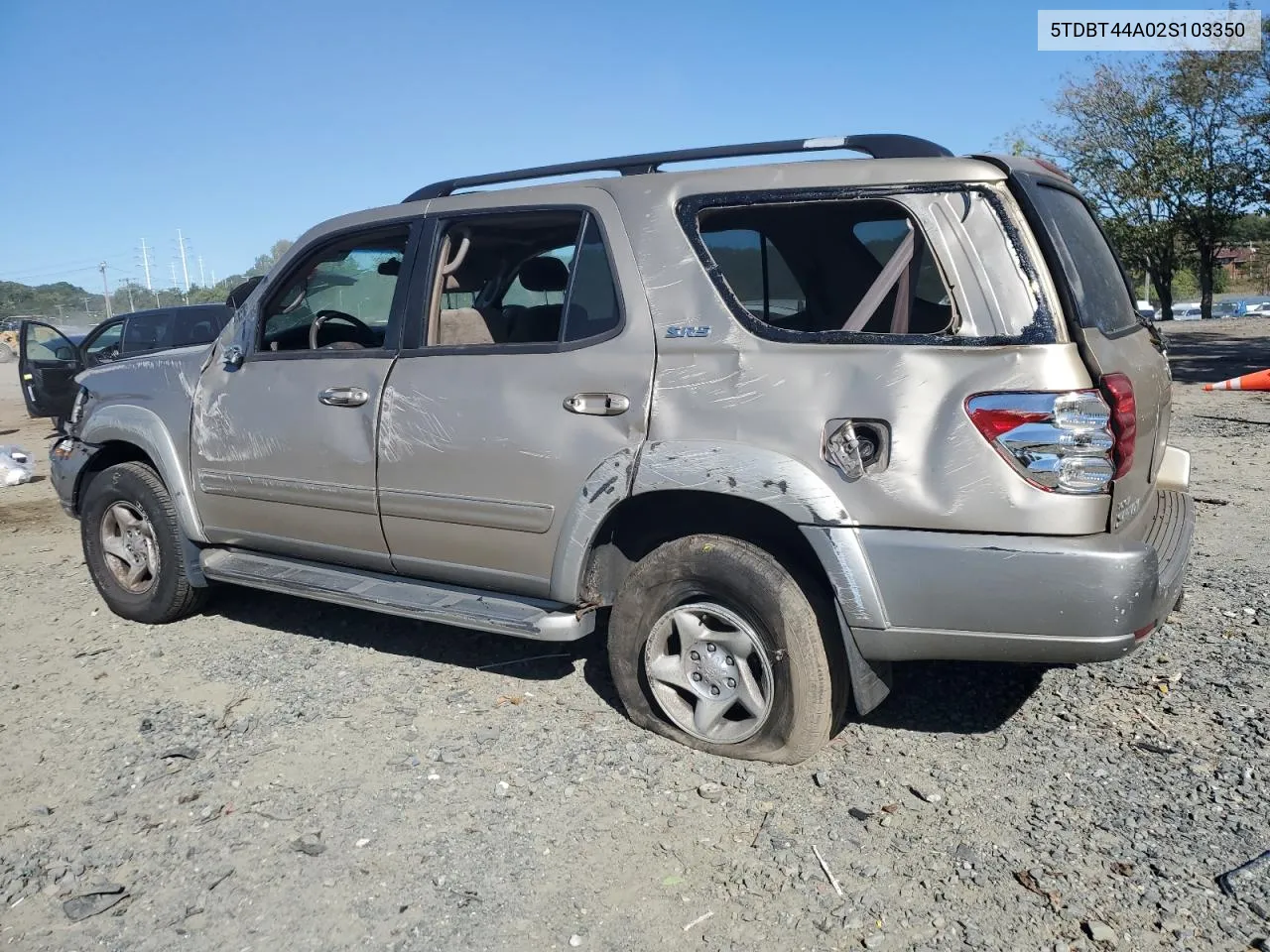 2002 Toyota Sequoia Sr5 VIN: 5TDBT44A02S103350 Lot: 75278234