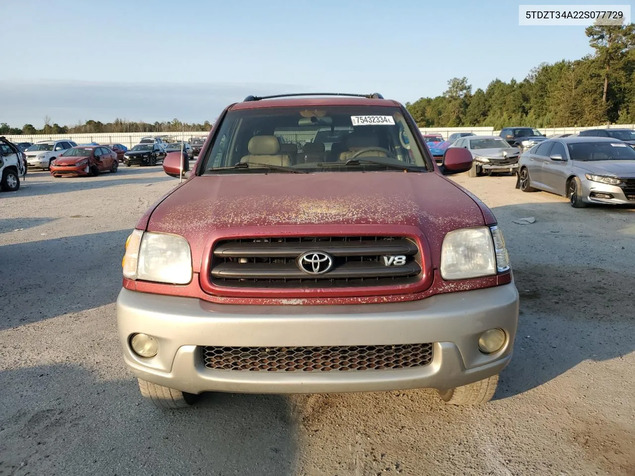 2002 Toyota Sequoia Sr5 VIN: 5TDZT34A22S077729 Lot: 75432334