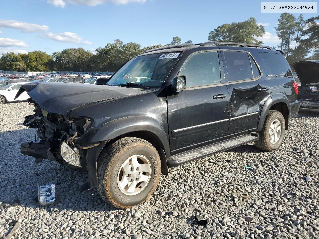 2002 Toyota Sequoia Limited VIN: 5TDZT38AX2S084924 Lot: 76929254