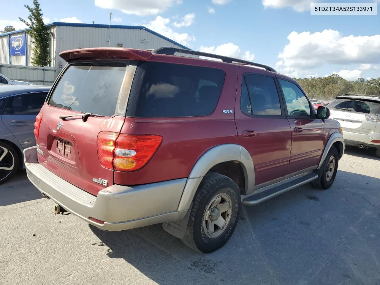 2002 Toyota Sequoia Sr5 VIN: 5TDZT34A52S133971 Lot: 77145624