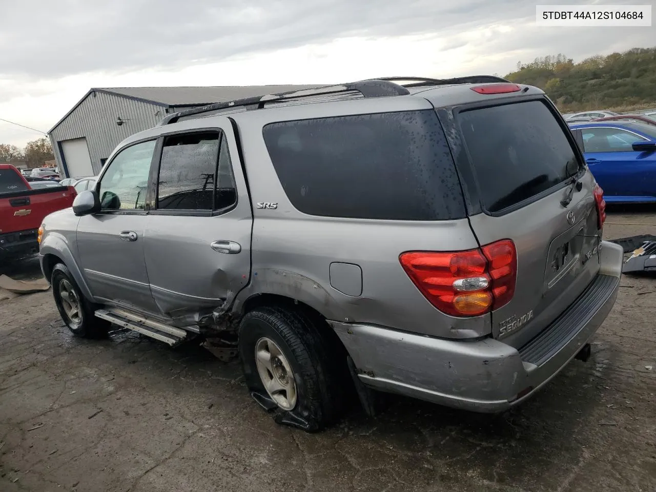 2002 Toyota Sequoia Sr5 VIN: 5TDBT44A12S104684 Lot: 77390564