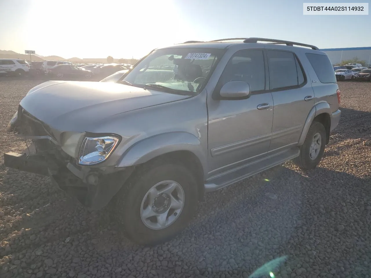 2002 Toyota Sequoia Sr5 VIN: 5TDBT44A02S114932 Lot: 78747324