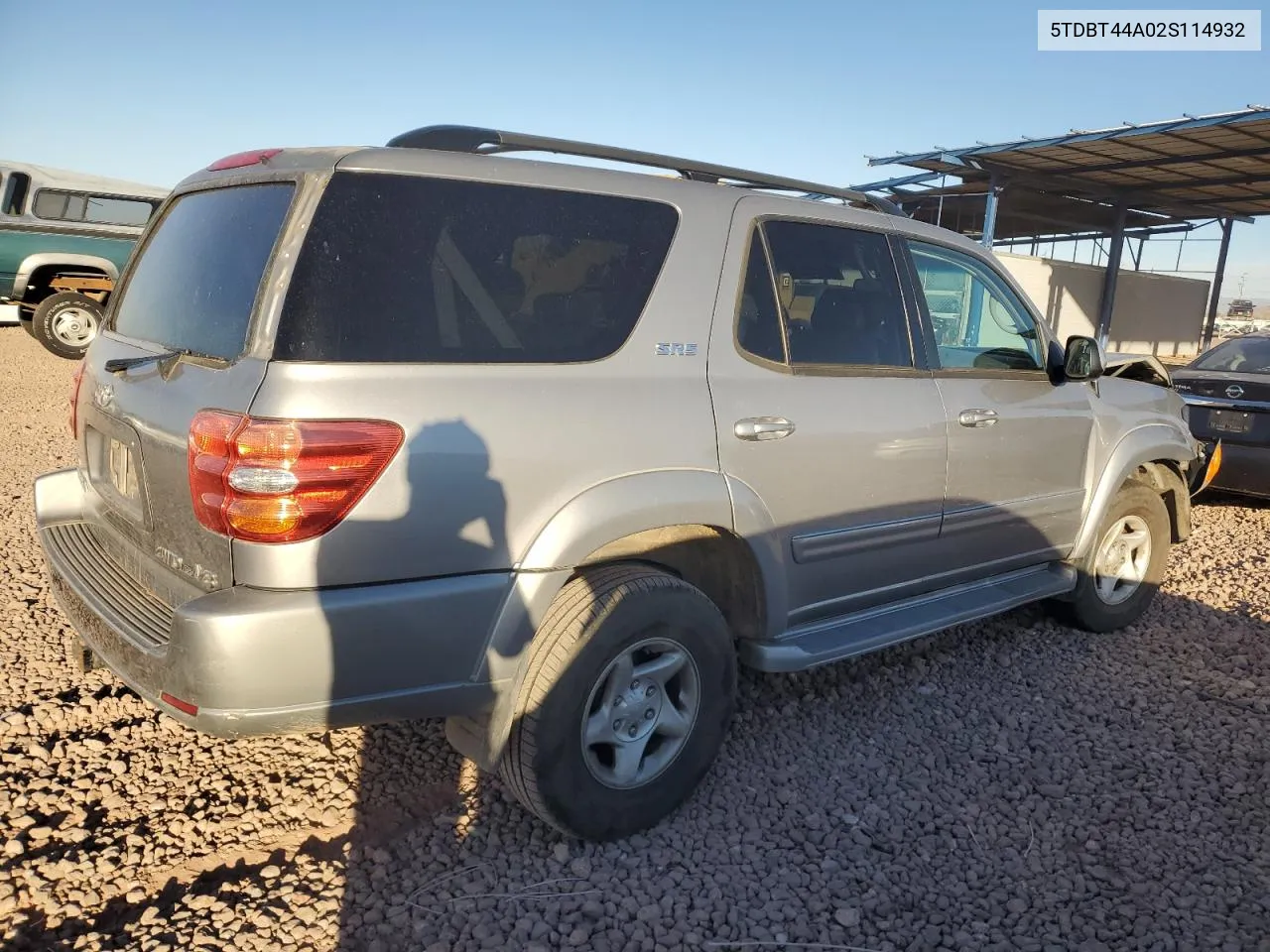 2002 Toyota Sequoia Sr5 VIN: 5TDBT44A02S114932 Lot: 78747324