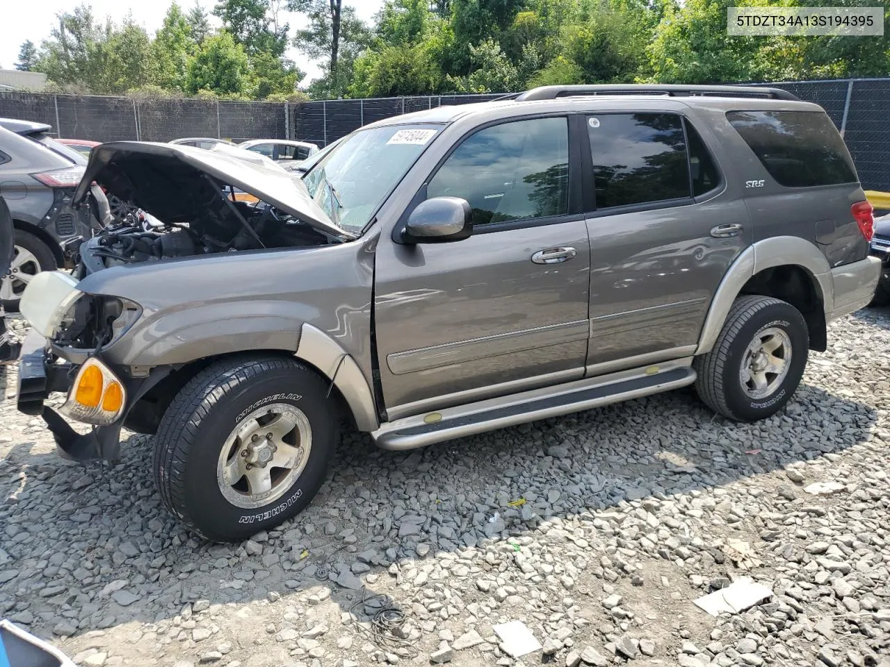 2003 Toyota Sequoia Sr5 VIN: 5TDZT34A13S194395 Lot: 59745044