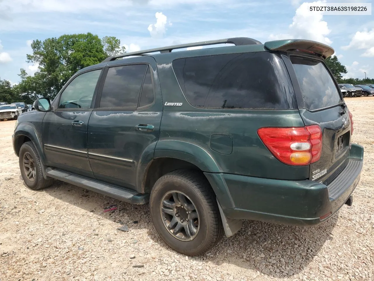 2003 Toyota Sequoia Limited VIN: 5TDZT38A63S198226 Lot: 65931764