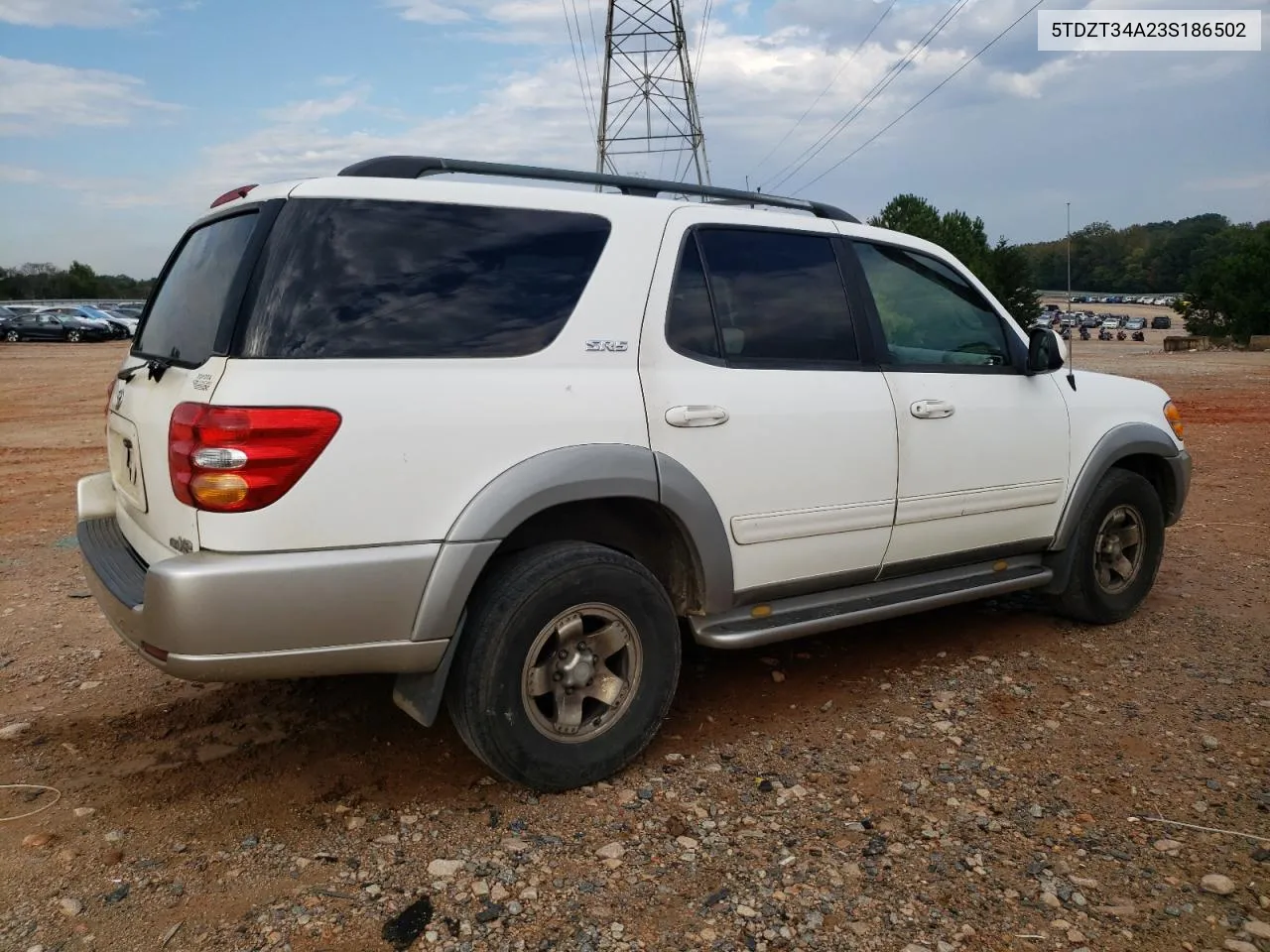 2003 Toyota Sequoia Sr5 VIN: 5TDZT34A23S186502 Lot: 74023224