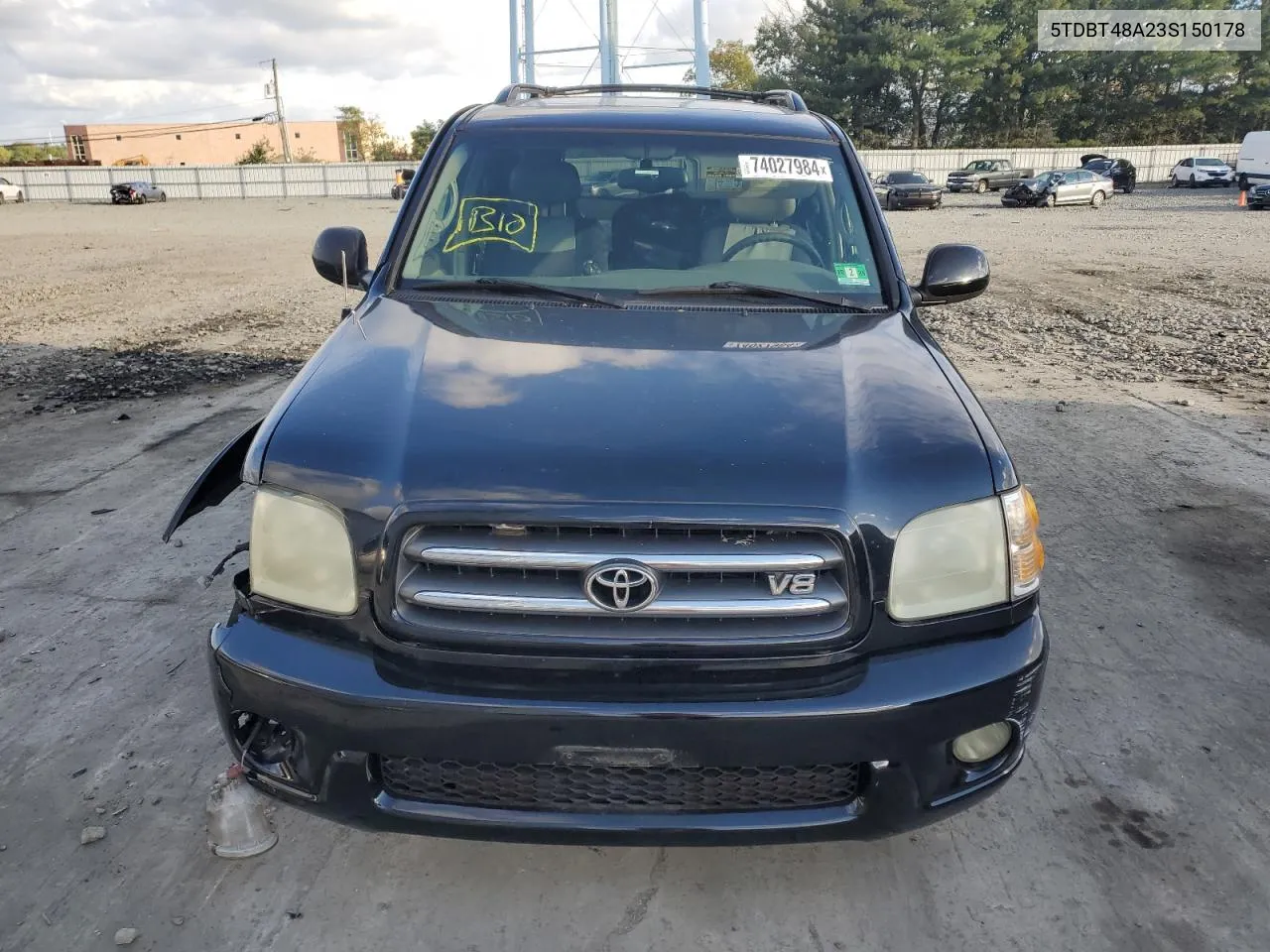 2003 Toyota Sequoia Limited VIN: 5TDBT48A23S150178 Lot: 74027984