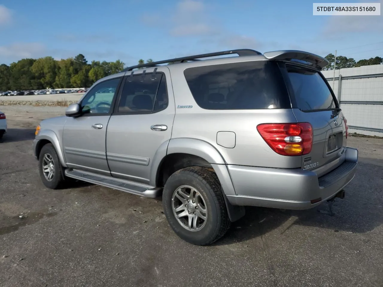 2003 Toyota Sequoia Limited VIN: 5TDBT48A33S151680 Lot: 74263684