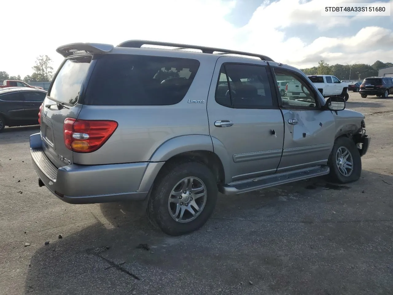 2003 Toyota Sequoia Limited VIN: 5TDBT48A33S151680 Lot: 74263684