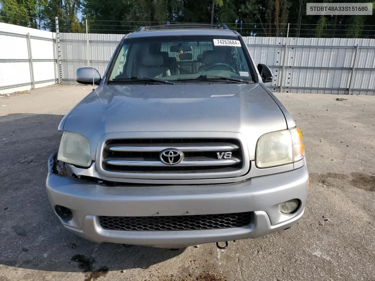 2003 Toyota Sequoia Limited VIN: 5TDBT48A33S151680 Lot: 74263684