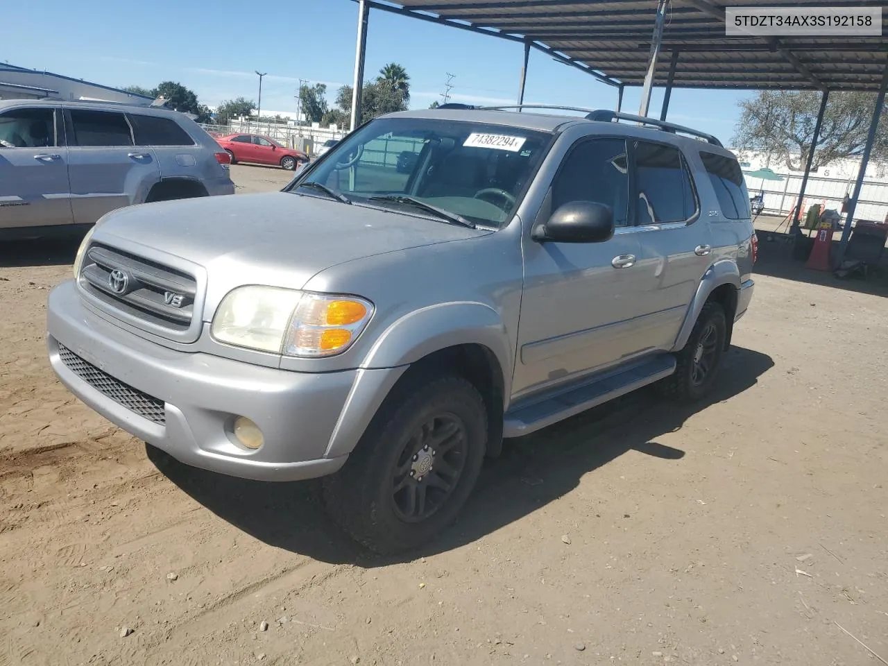 2003 Toyota Sequoia Sr5 VIN: 5TDZT34AX3S192158 Lot: 74382294