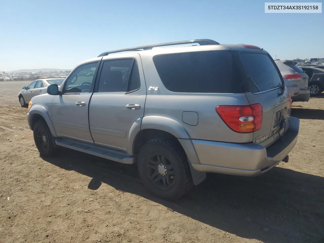 2003 Toyota Sequoia Sr5 VIN: 5TDZT34AX3S192158 Lot: 74382294