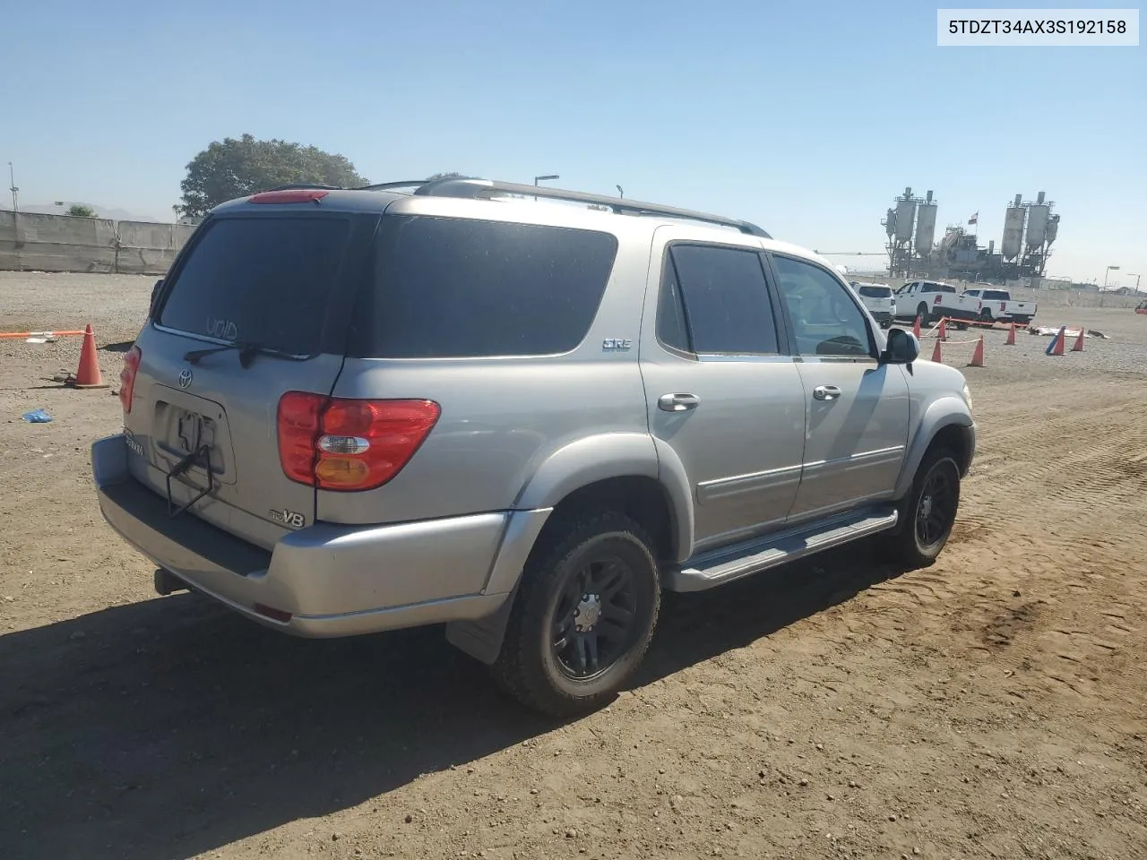 2003 Toyota Sequoia Sr5 VIN: 5TDZT34AX3S192158 Lot: 74382294