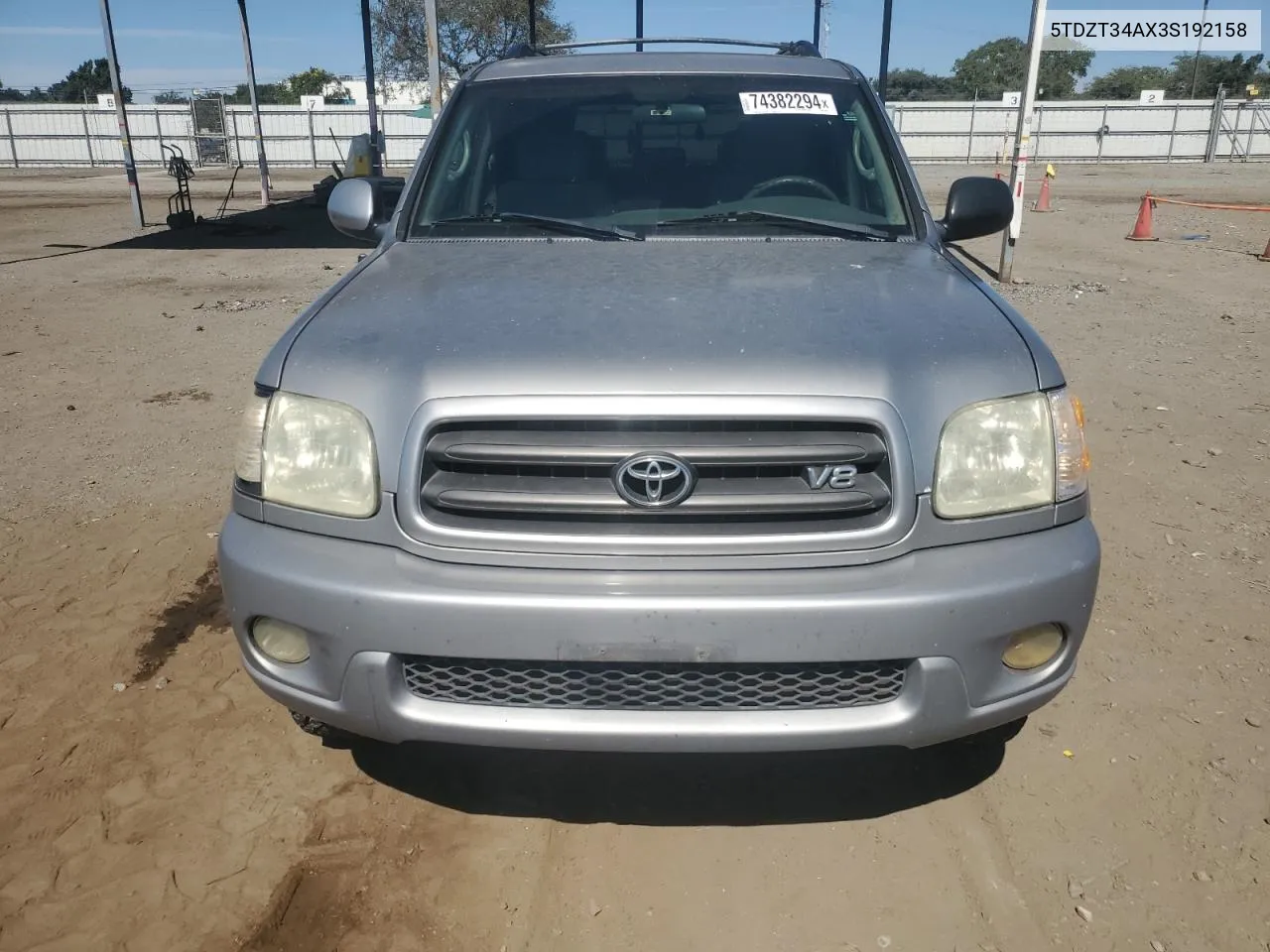 2003 Toyota Sequoia Sr5 VIN: 5TDZT34AX3S192158 Lot: 74382294