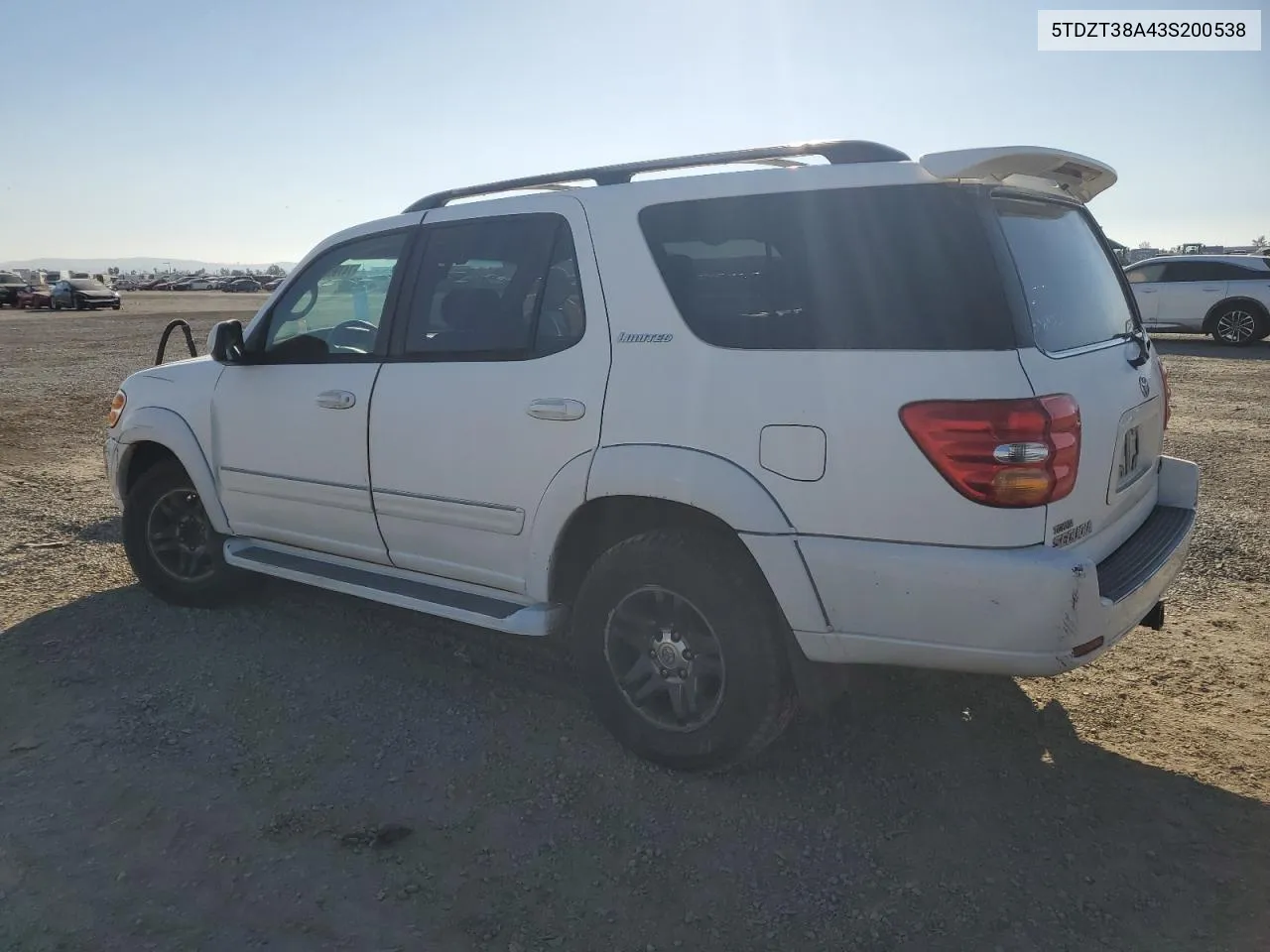 2003 Toyota Sequoia Limited VIN: 5TDZT38A43S200538 Lot: 74796874