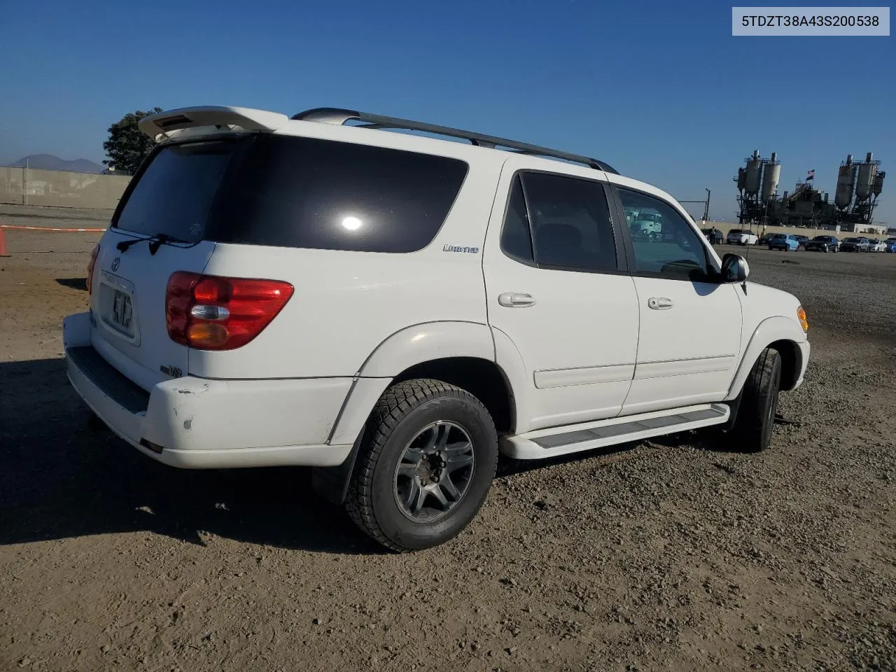 2003 Toyota Sequoia Limited VIN: 5TDZT38A43S200538 Lot: 74796874