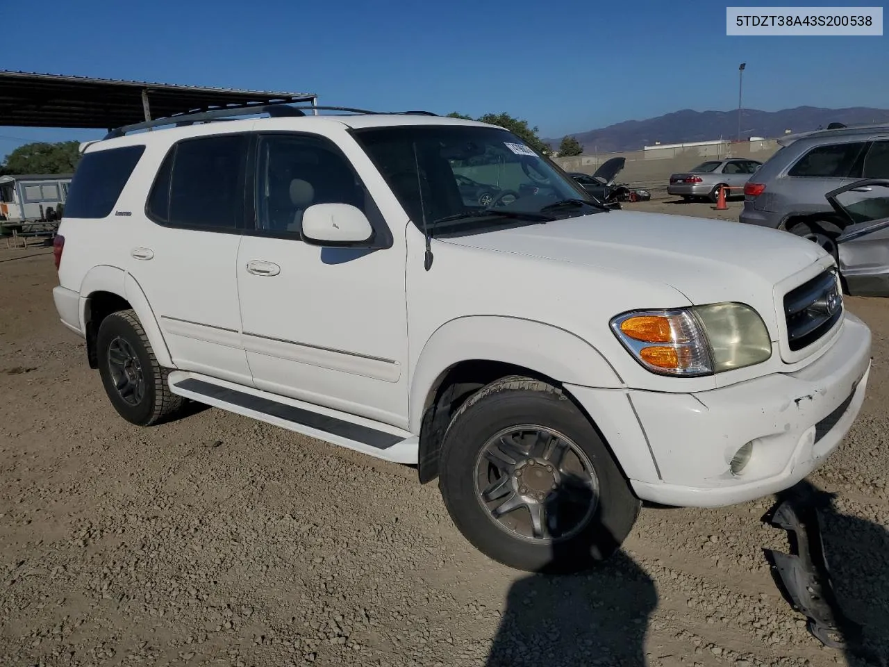 2003 Toyota Sequoia Limited VIN: 5TDZT38A43S200538 Lot: 74796874