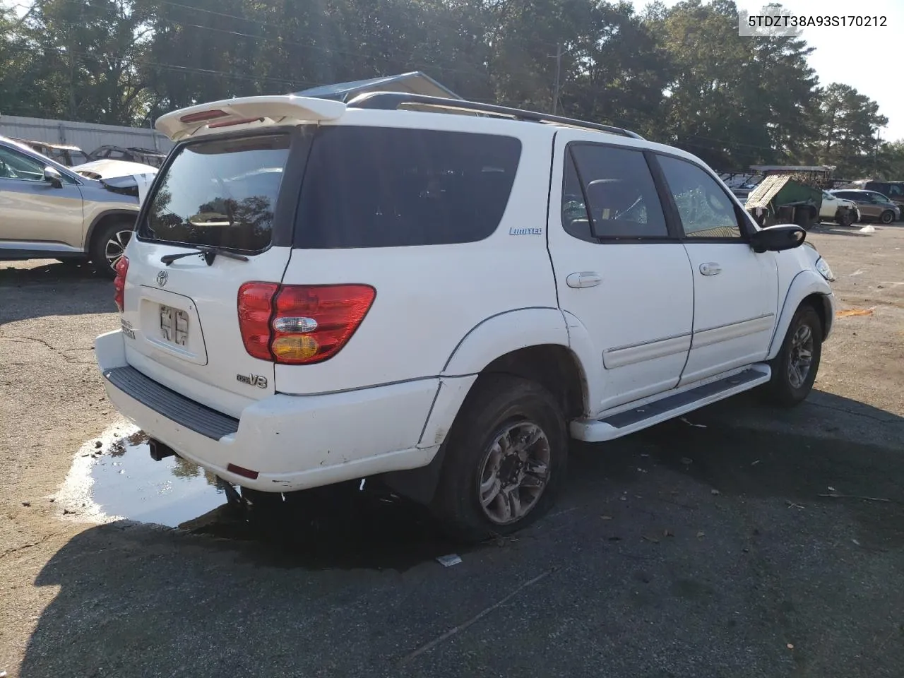 2003 Toyota Sequoia Limited VIN: 5TDZT38A93S170212 Lot: 75012364