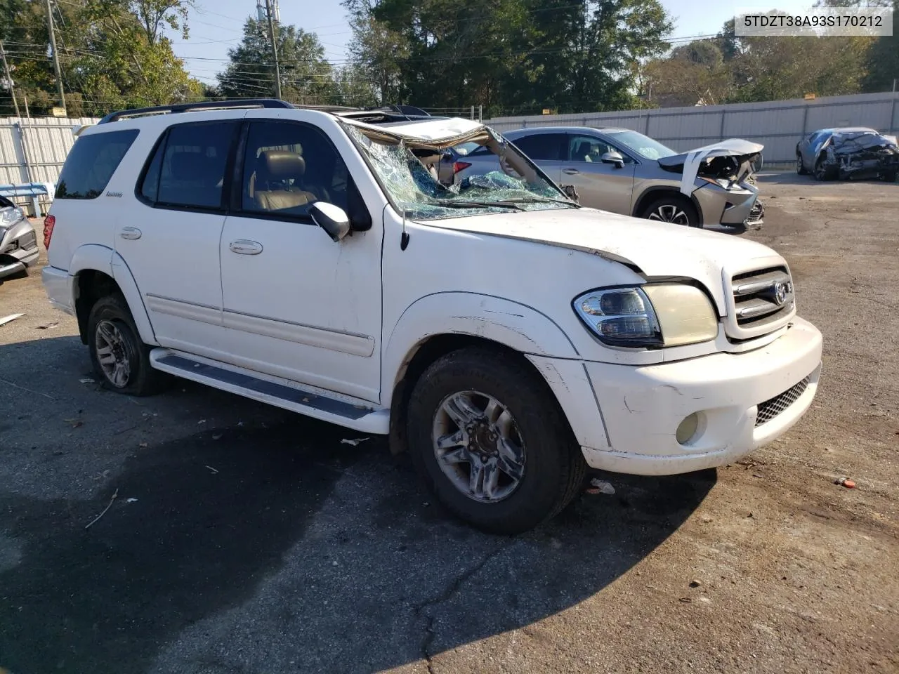 2003 Toyota Sequoia Limited VIN: 5TDZT38A93S170212 Lot: 75012364