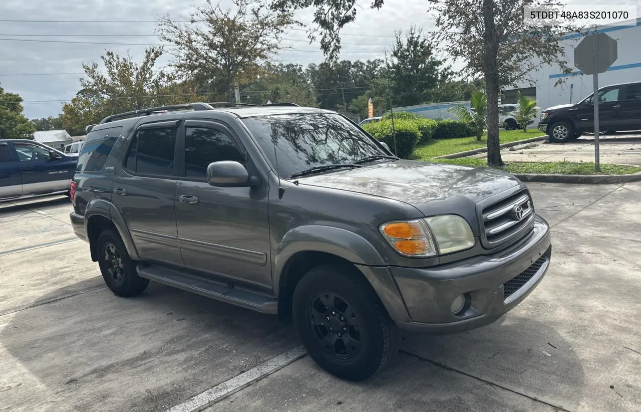 2003 Toyota Sequoia Limited VIN: 5TDBT48A83S201070 Lot: 76047984