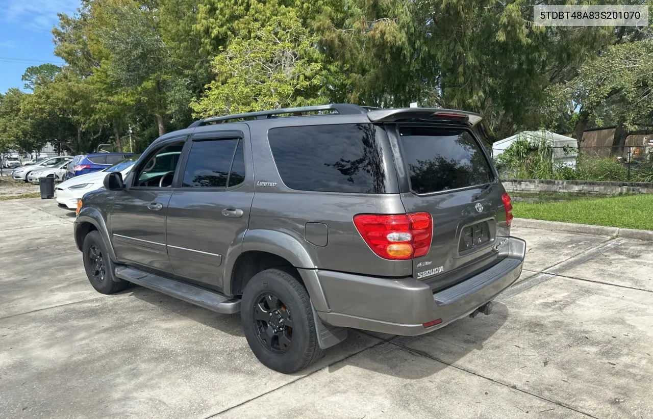 2003 Toyota Sequoia Limited VIN: 5TDBT48A83S201070 Lot: 76047984