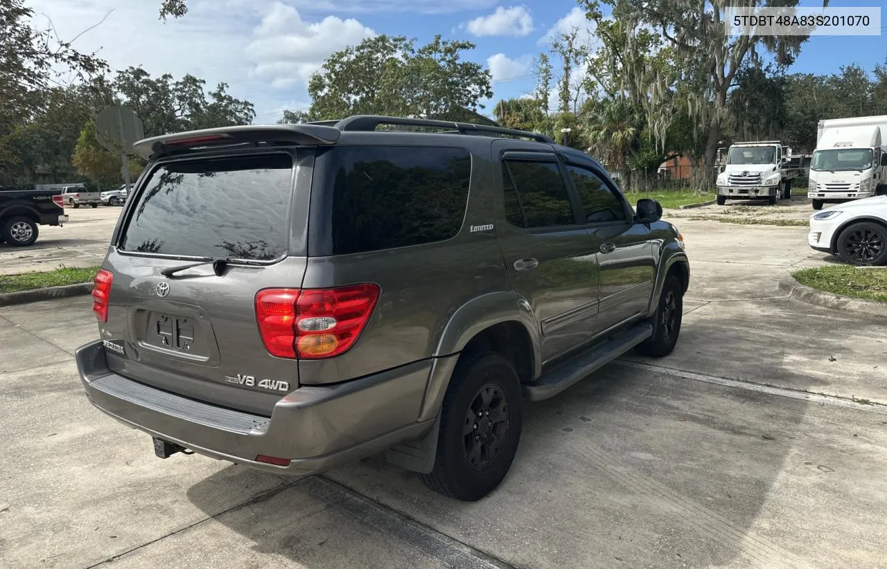 2003 Toyota Sequoia Limited VIN: 5TDBT48A83S201070 Lot: 76047984