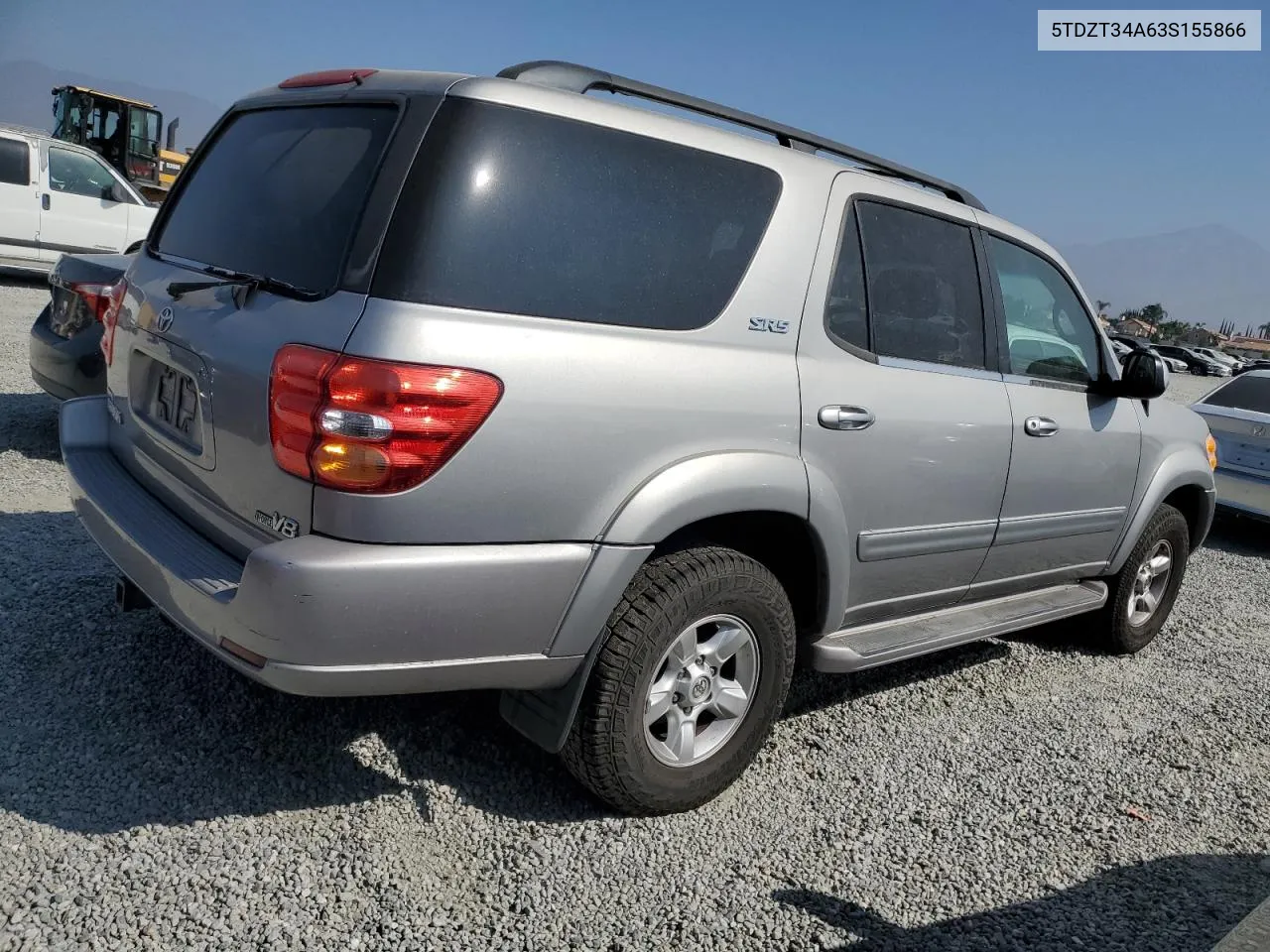 2003 Toyota Sequoia Sr5 VIN: 5TDZT34A63S155866 Lot: 76285434