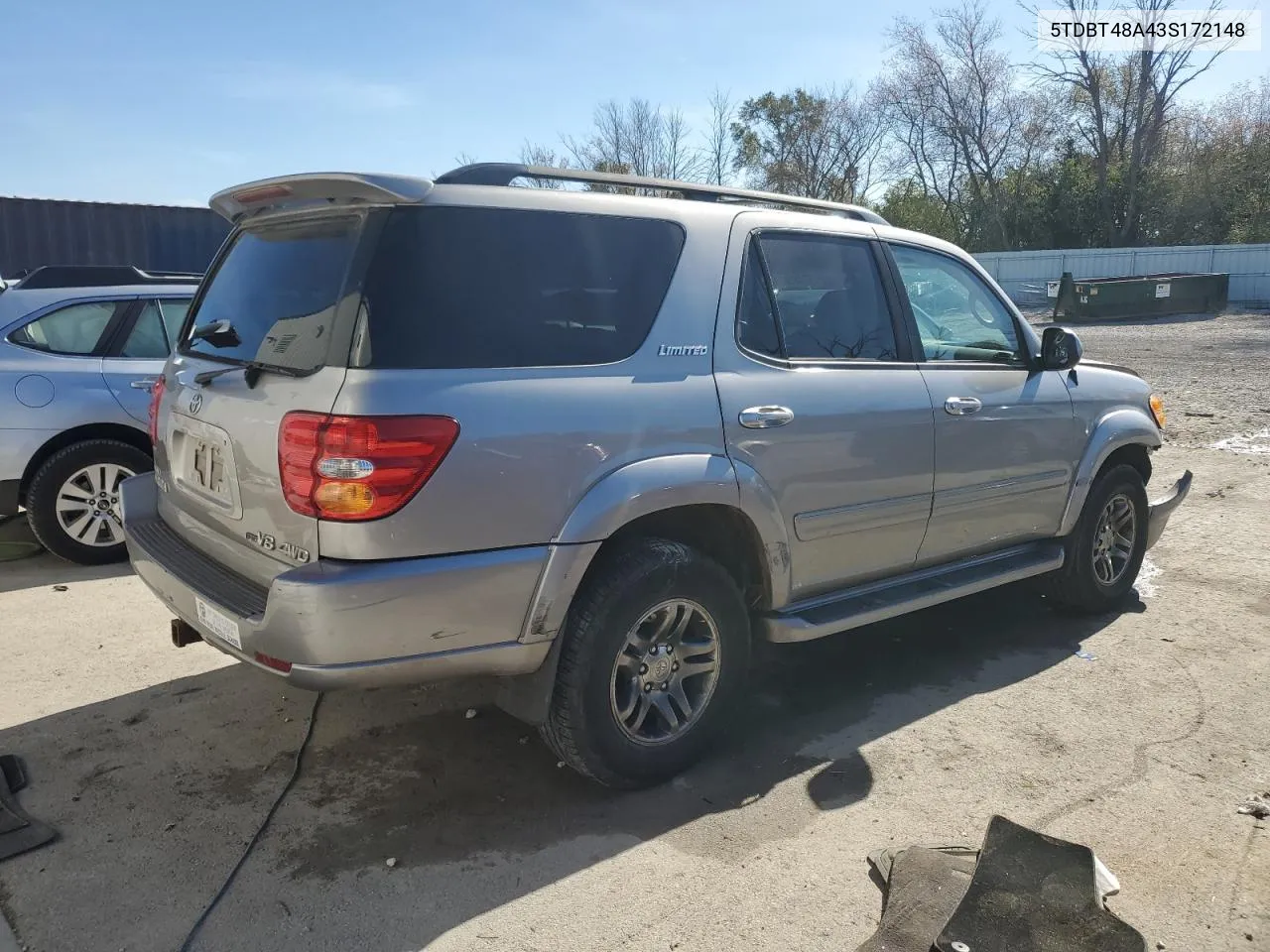 2003 Toyota Sequoia Limited VIN: 5TDBT48A43S172148 Lot: 77485574